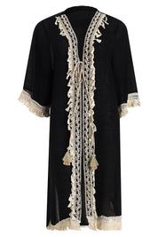 AXTZH Lightweight Resort Cover-Up Featuring Crochet Detailing and Breezy Fit X4511-BLACK-SNGA2