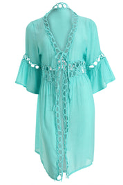 AXTZH Lightweight Resort Cover-Up Featuring Crochet Detailing and Breezy Fit-X0630-SGREEN-SNGA2