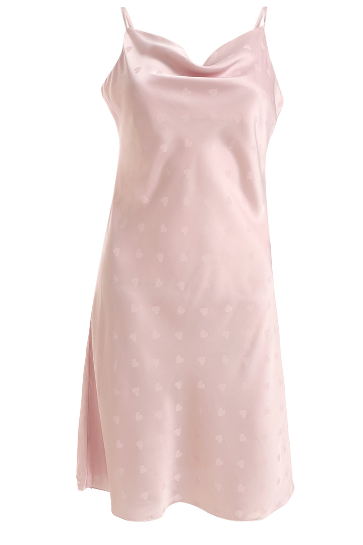 AXTZH Satin Nightwear Slip with Draped Neckline and Lightweight Silhouette X0301-BLUSH-F1S