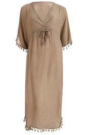 AXTZH Elegant Women’s Coverup Sarong Beachwear with Flowing Silhouette and Tie Detail-X8385-FF-SNGA1