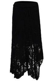 AXTZH Women’s Sexy Crochet High-Low Skirt Beachwear with Elegant Detailing-X3313-BLACK-BW1PSK