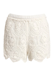 AXTZH Crochet Beachwear Shorts with Handcrafted Detailing and Scalloped Hemline-X0228-BEIGE-BW1PST