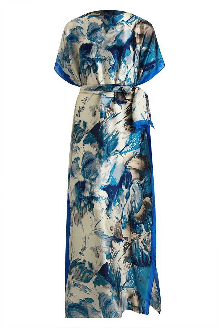 AXTZH Flowing Kaftan Nightwear with Adjustable Waist Strap and Elegant Detailing-BLUPR-K2S