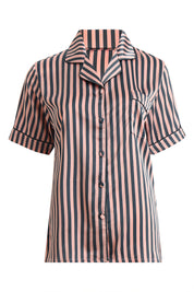 AXTZH Comfortable Nightwear for Women with Classic Collar Shirt and Relaxed Fit Shorts-X3312-PEAST-A2C2S