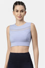 Enamor-E121 Powder Blue RACER LONGLINE SPORTS BRA | CREW NECK RACER BACK DRY FIT BOUNCE CONTROL SPORTS BRA