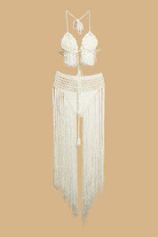 AXTZH Crochet Fringe 2-Piece BEACH WEAR X0381-IVORY-BW2PF