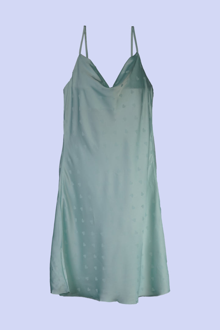 AXTZH Satin Heart Print Nightdress NIGHTWEAR X0301-MINT-F1S