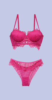 BELLAGIO Stylish Lace Panty Paired with Matching Bra for Women – Comfort Meets Allure BP5357-FUCHSIA
