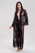 Mysthelle BLACK LACE LONG ROBE