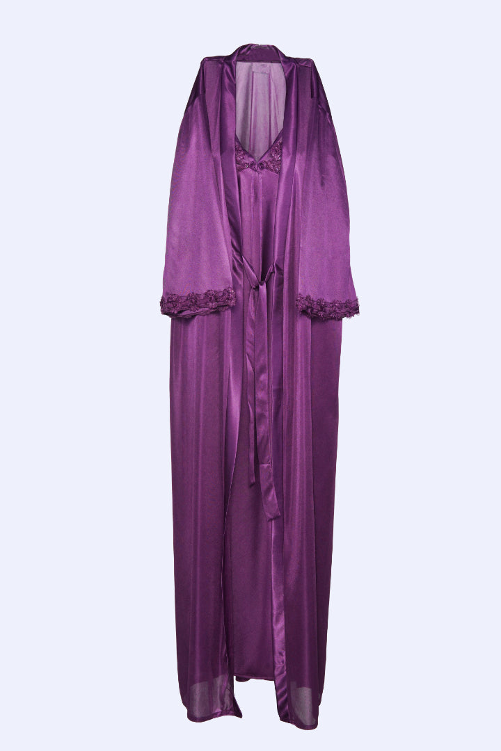 ANGELS Satin Lace Long Nightwear Set FASHION NW AG1814-DPURPLE-F22L