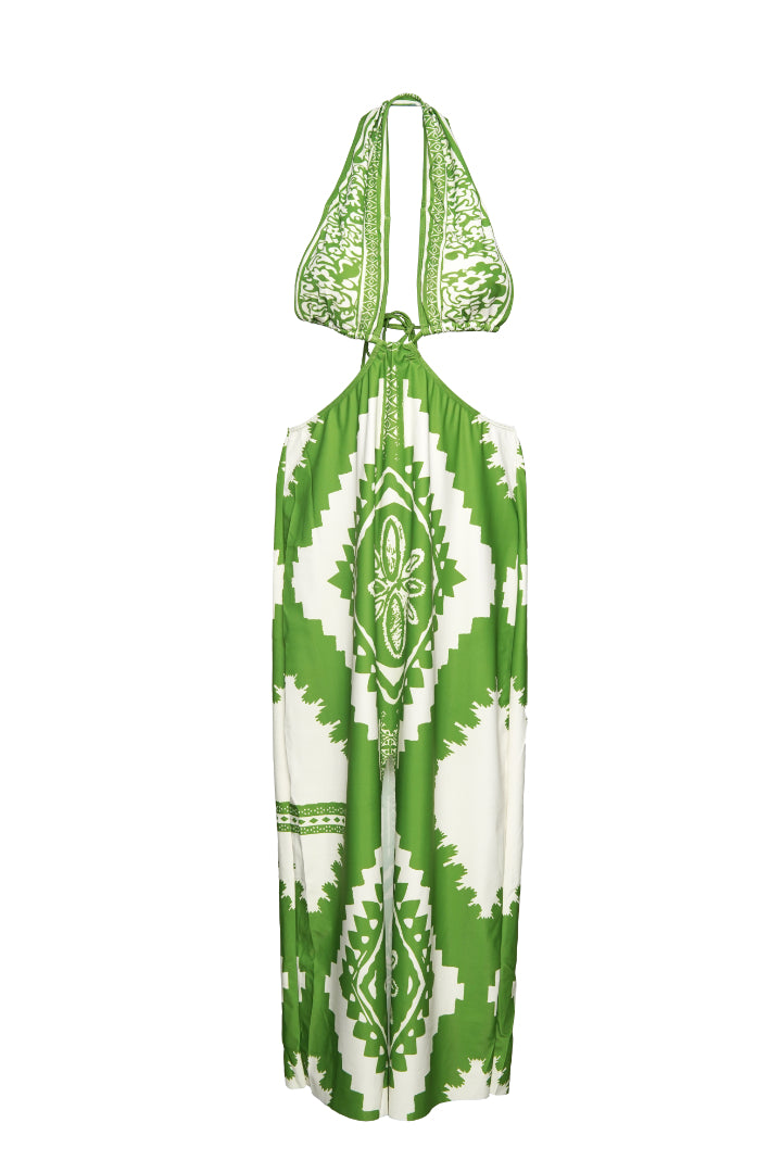 AXTZH 3-Piece Printed Bikini Set with Skirt SWIM WEAR X0357-GREPR-2PB