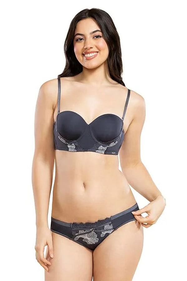 ENAMOR PANTY P143 Ultra Low Waist Bikini with Luxe Embroidered Lace for a Modern, Chic Look