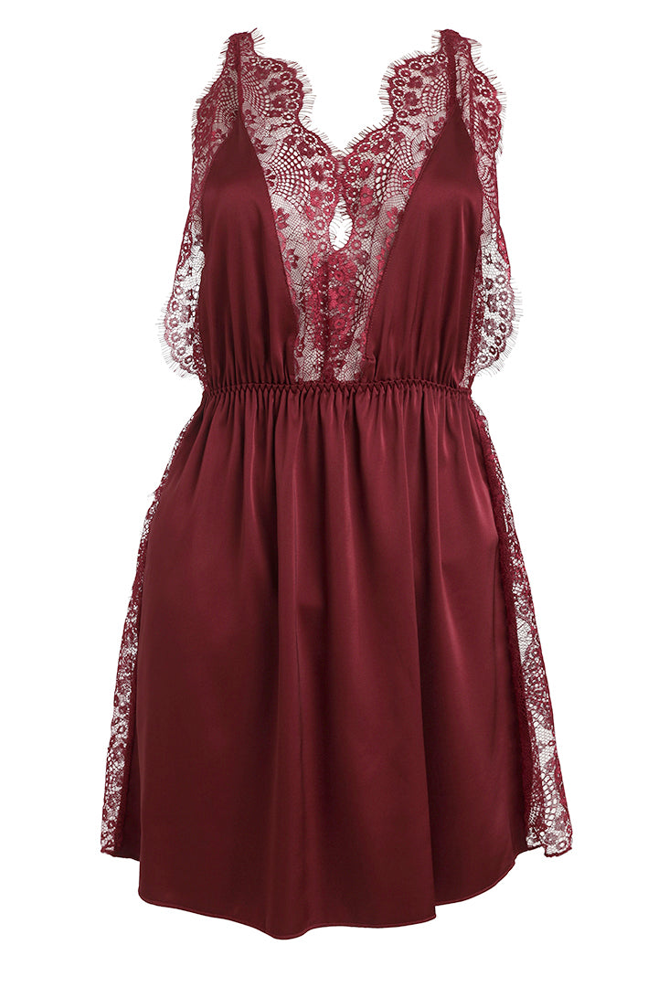 AXTZH Deep V Lace Nightwear Set with Thong NW X5529-SCARLET-F1S