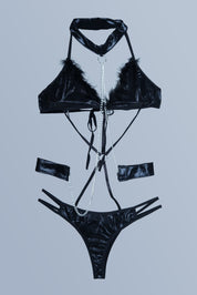 AXTZH Sensual Women’s Nightwear Bodysuit with Harness-Inspired Straps and Statement Accents X0160-BLACK-BS1P