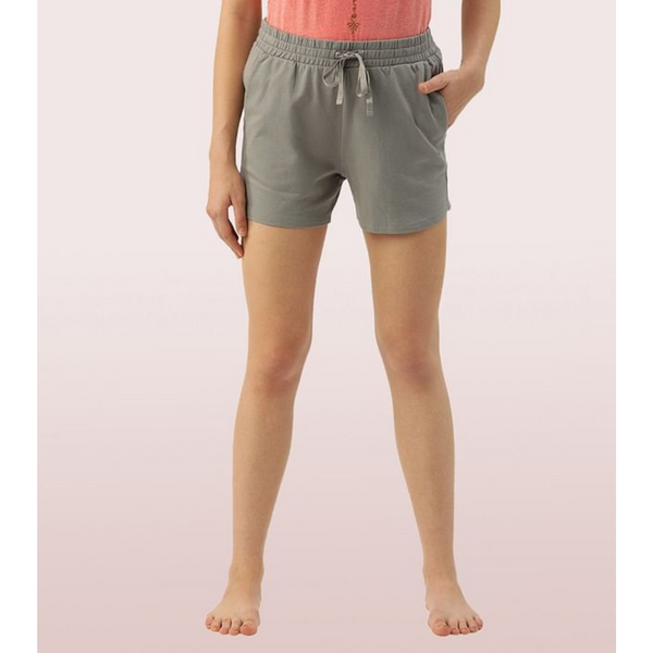 ENAMOR-E078 COMFY SHORTS | TERRY SHORTS WITH ADJUSTABLE WAISTBAND & POCKETS