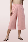 ENAMOR-E402 Rouge BASIC CULOTTE | COTTON SLUB HIGH RISE BASIC CULOTTE
