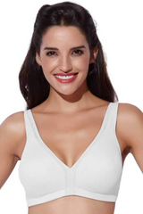 Enamor-F024 White Plush Comfort Full Support Bra - Non-Padded Wirefree High Coverage