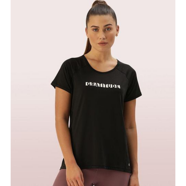 Enamor-E163 BASIC ACTIVE TEE | RAGLAN SLEEVE SCOOP NECK DRY FIT GRAPHIC TEE