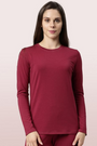 ENAMOR-E057 Burgundy ESSENTIALS COTTON LONG SLEEVE CREW TEE