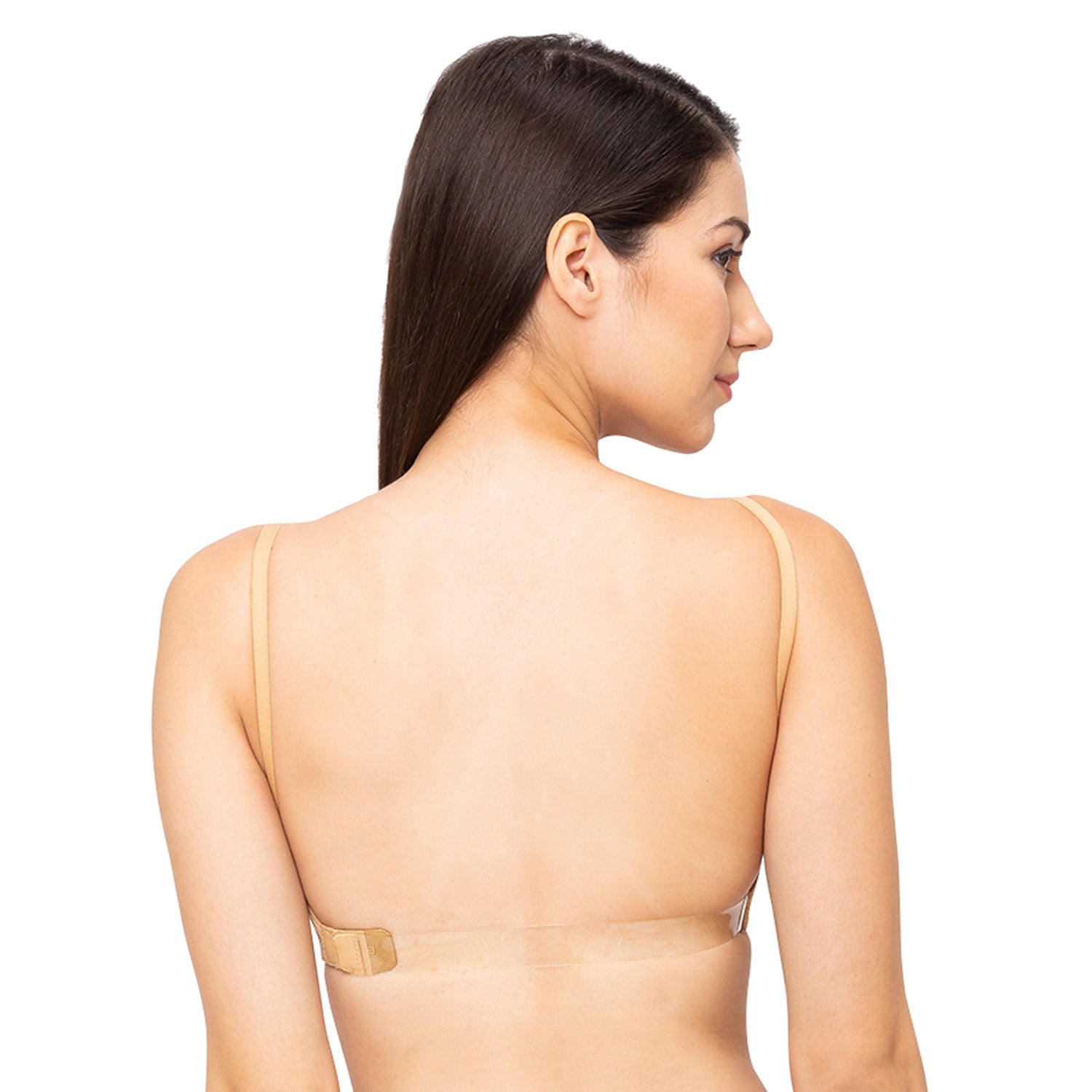 Everyday Non-Wired Backless Bra with Transparent Straps Plain