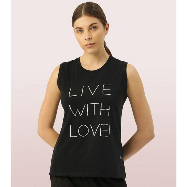 Enamor-E133 STAY COOL TANK | CREW NECK ANTI-ODOUR STRETCH COTTON MUSCLE TANK WITH GRAPHIC PRINT