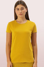 ENAMOR-E047 Mustard Yellow BASIC CREW TEE â€“ GRAPHIC PRINT | SHORT SLEEVE CREW NECK STRETCH COTTON TEE