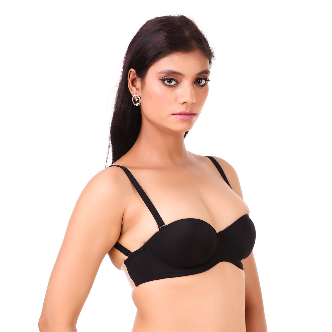 TRIUMPH-122I483  Invisible Wired Half Cup Padded Detachable Multioptional Transparent Backless Party Bra