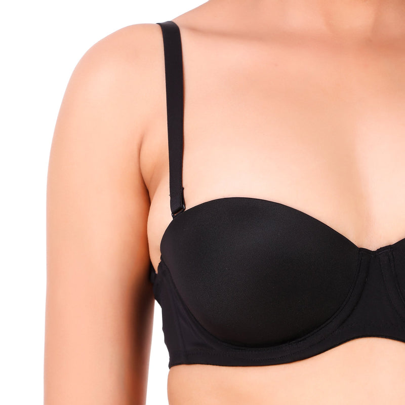 TRIUMPH-122I483  Invisible Wired Half Cup Padded Detachable Multioptional Transparent Backless Party Bra