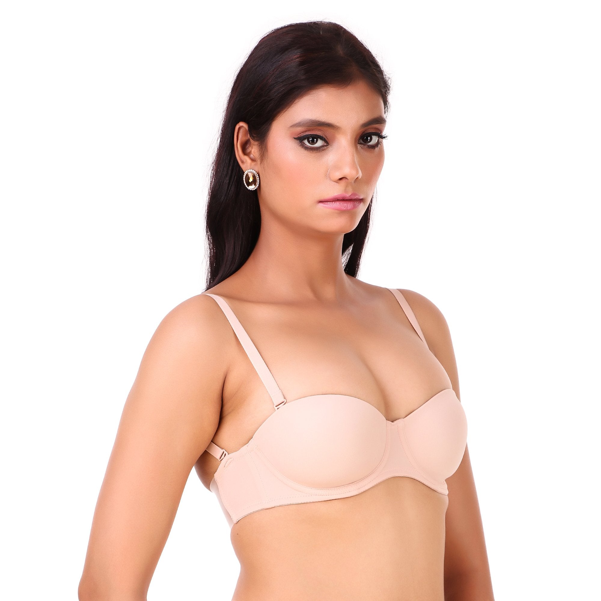 TRIUMPH-122I483  Invisible Wired Half Cup Padded Detachable Multioptional Transparent Backless Party Bra