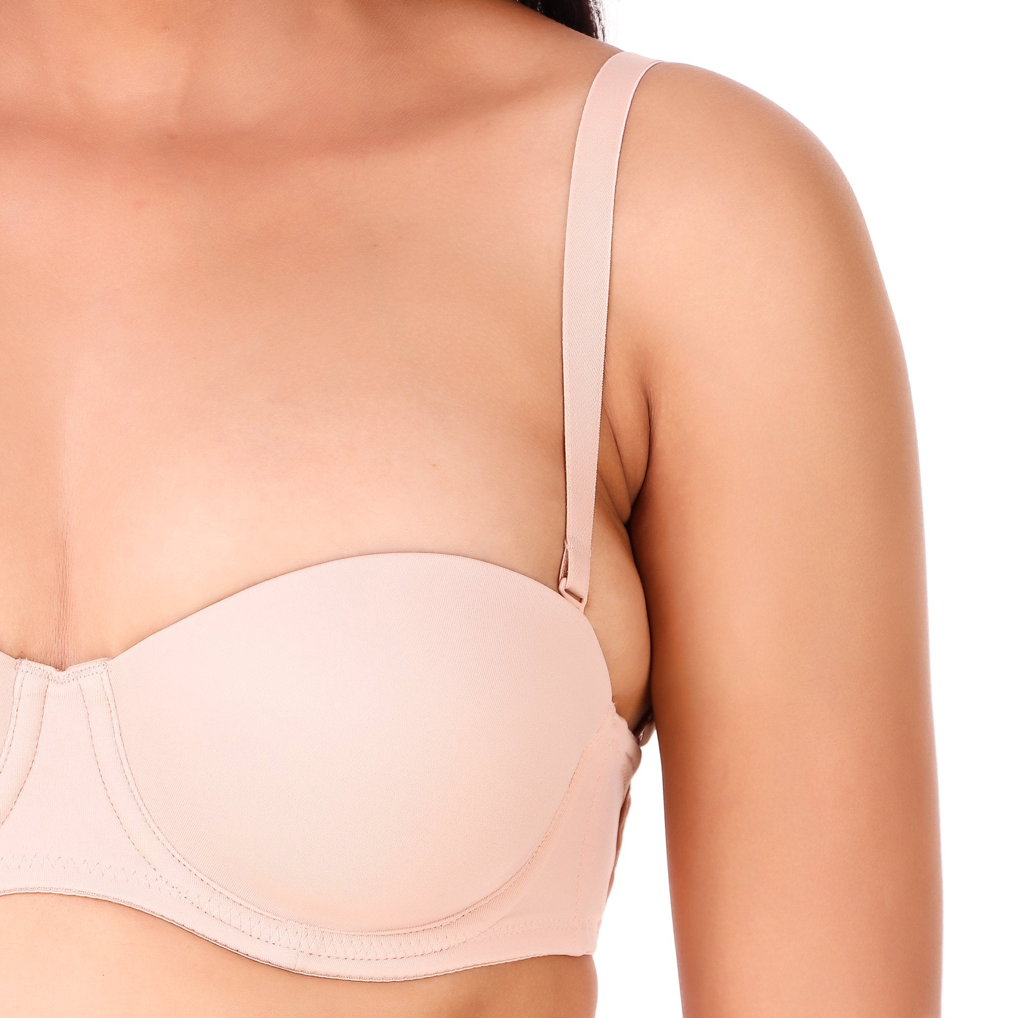 TRIUMPH-122I483  Invisible Wired Half Cup Padded Detachable Multioptional Transparent Backless Party Bra