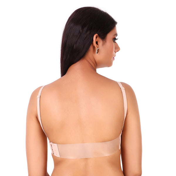 TRIUMPH-122I483  Invisible Wired Half Cup Padded Detachable Multioptional Transparent Backless Party Bra
