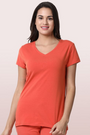 ENAMOR-E067 Ginger ESSENTIALS COTTON BASIC "V" TEE
