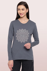 Enamor-E157 Grey Storm W/Min LONG SLEEVE BASIC CREW TEE â€“ GRAPHIC PRINT | CREW NECK BASIC STRETCH COTTON TEE