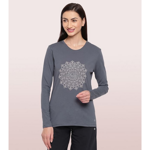 Enamor-E157 LONG SLEEVE BASIC CREW TEE â€“ GRAPHIC PRINT | CREW NECK BASIC STRETCH COTTON TEE