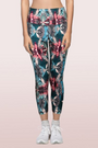 ENAMOR-E040 Crystal Flora Print HUGGED LEGGING | DRY FIT PRINTED LEGGINGS