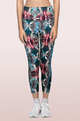 ENAMOR-E040 Crystal Flora Print HUGGED LEGGING | DRY FIT PRINTED LEGGINGS