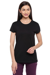 ENAMOR-E047 Black BASIC CREW TEE â€“ GRAPHIC PRINT | SHORT SLEEVE CREW NECK STRETCH COTTON TEE