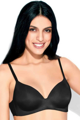 Enamor-F084 Black Seamless Ultra Smoothening With Invisible Edges T-Shirt Bra