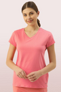 ENAMOR-E067 Bubble Pink ESSENTIALS COTTON BASIC "V" TEE