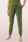 ENAMOR-E066 Pickle Green ESSENTIALS COTTON LOUNGE JOGGER