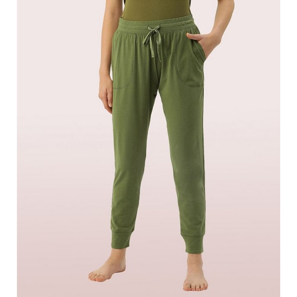 ENAMOR-E066 Pickle Green ESSENTIALS COTTON LOUNGE JOGGER
