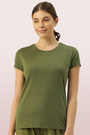ENAMOR-E047 Pickle Green BASIC CREW TEE â€“ GRAPHIC PRINT | SHORT SLEEVE CREW NECK STRETCH COTTON TEE