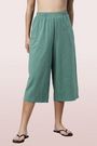 ENAMOR-E402 Fern Green BASIC CULOTTE | COTTON SLUB HIGH RISE BASIC CULOTTE
