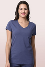 ENAMOR-E067 Smokey Blue ESSENTIALS COTTON BASIC "V" TEE
