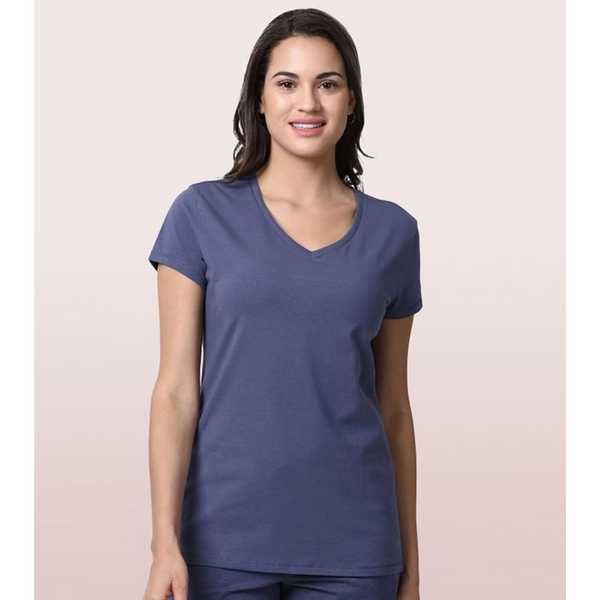 ENAMOR-E067 ESSENTIALS COTTON BASIC "V" TEE