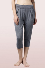 Enamor-E074 Navy Melange YOGA PANT | DRY FIT PANT WITH FOLDOVER WAISTBAND