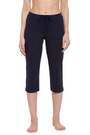 ENAMOR-E018 Navy ESSENTIALS STRETCH COTTON LOUNGE CAPRI FOR WOMEN SLIM FIT