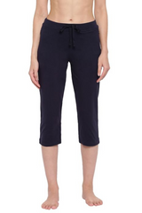 ENAMOR-E018 Navy ESSENTIALS STRETCH COTTON LOUNGE CAPRI FOR WOMEN SLIM FIT