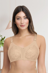AMANTE BRA -BRA81901 Magic Support Non-padded Non-wired Lace Sandalwood Bra