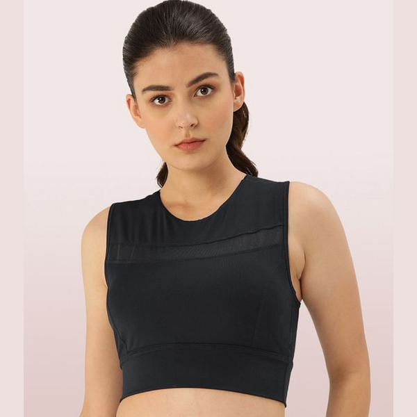 Enamor-E121 RACER LONGLINE SPORTS BRA | CREW NECK RACER BACK DRY FIT BOUNCE CONTROL SPORTS BRA